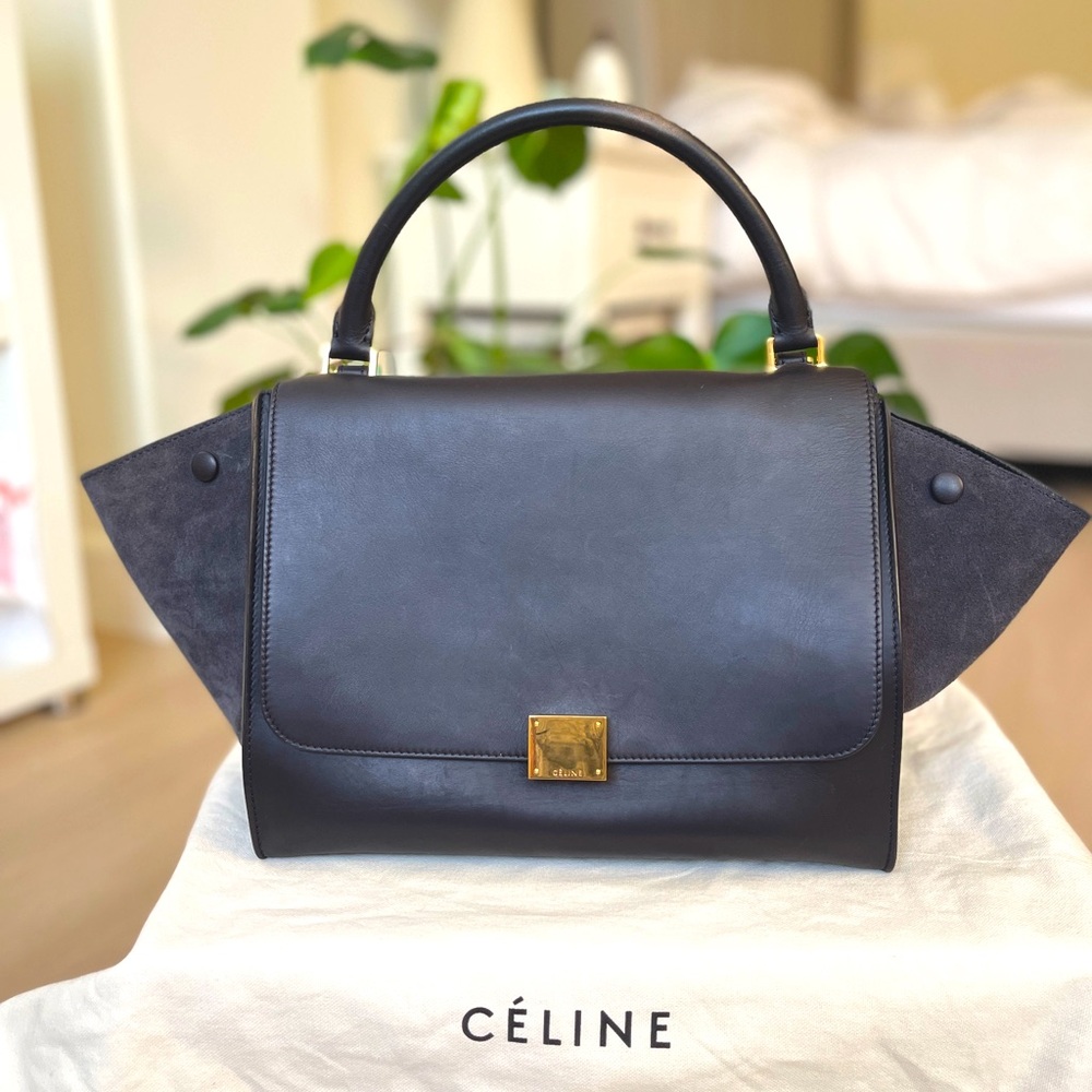 Celine shoulder bag trapez medium navy blue